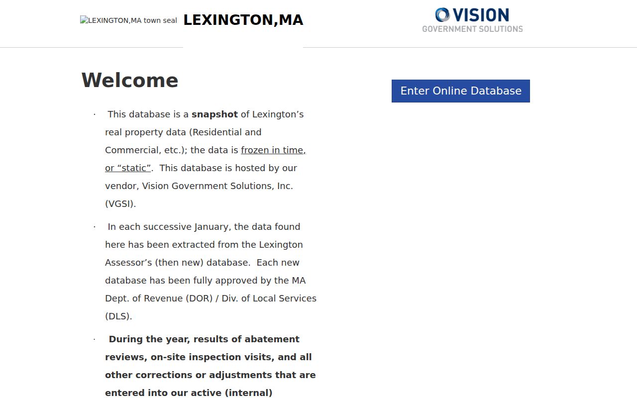Lexington residents directory assessor property search