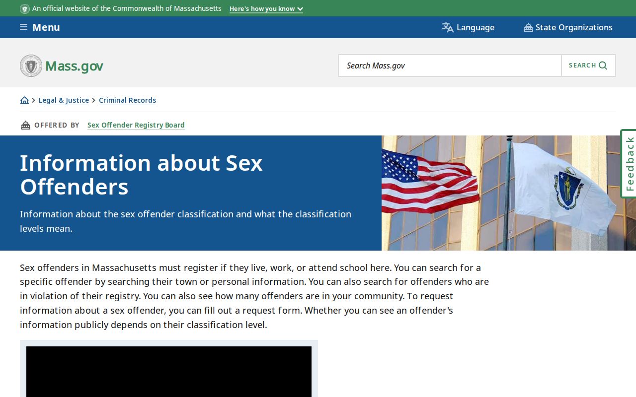 Lexington resident lookup context on the Massachusetts sex offender registry information page