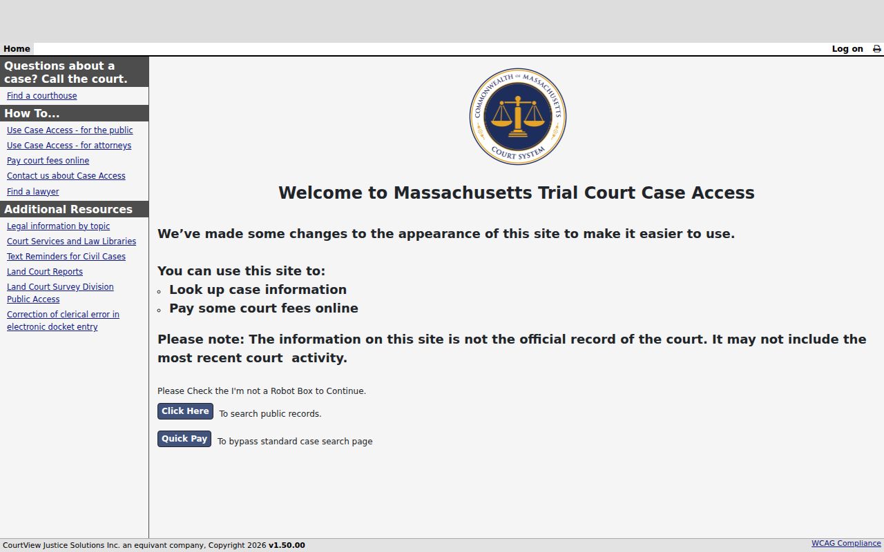 Lexington residents directory MassCourts case search entry